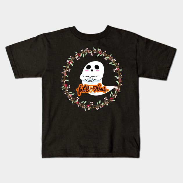 Fabolous Kawai Cute Ghost For Kids Design - Spooky Halloween Kids T-Shirt by 3dozecreations